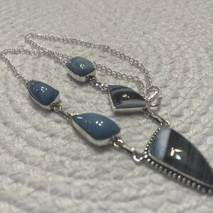 Stunning OWYHEE OPAL Handmade Sterling 925 Necklace Size 19" #80D